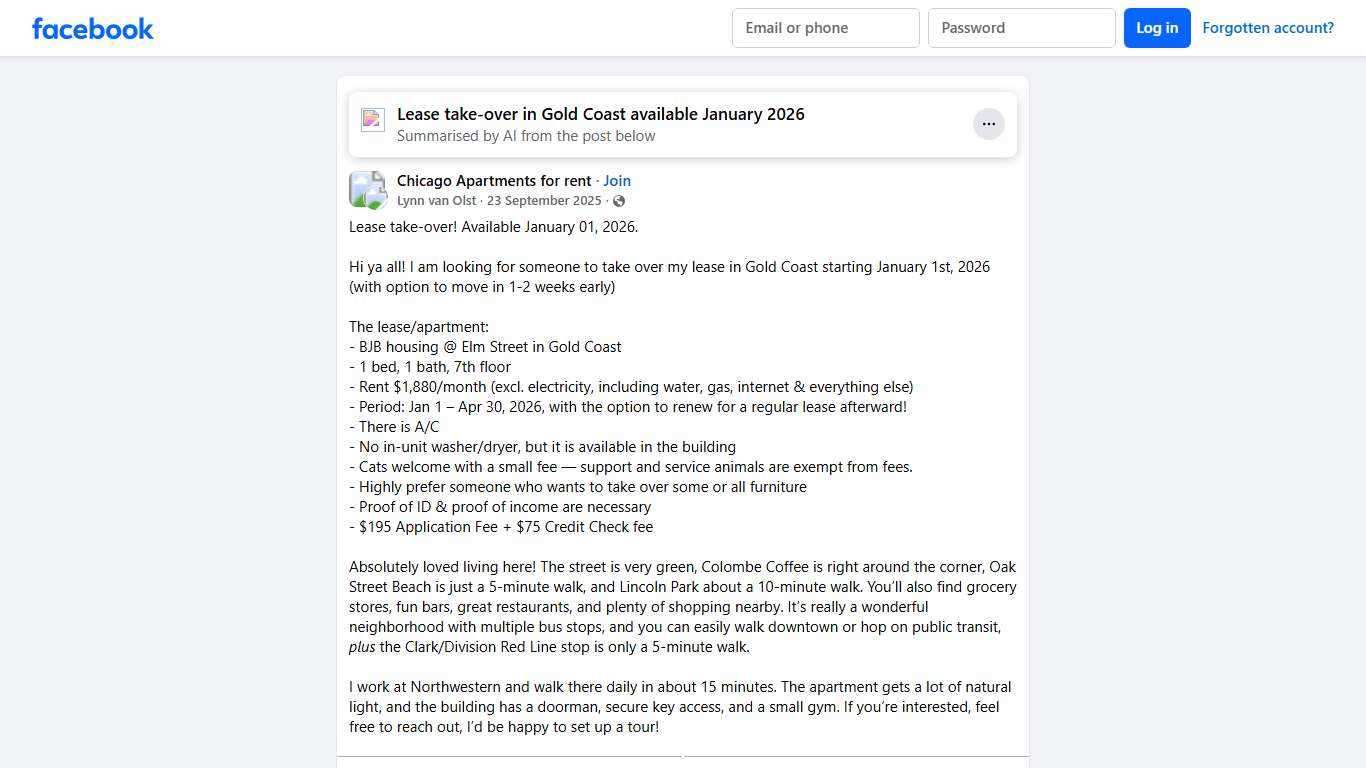 Chicago Apartments for rent | Lease take-over! Available January 01, 2026 | Facebook